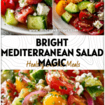 Colorful Cucumber Tomato Feta Salad with herbs served on a white plate, a fresh tomato salad recipe idea